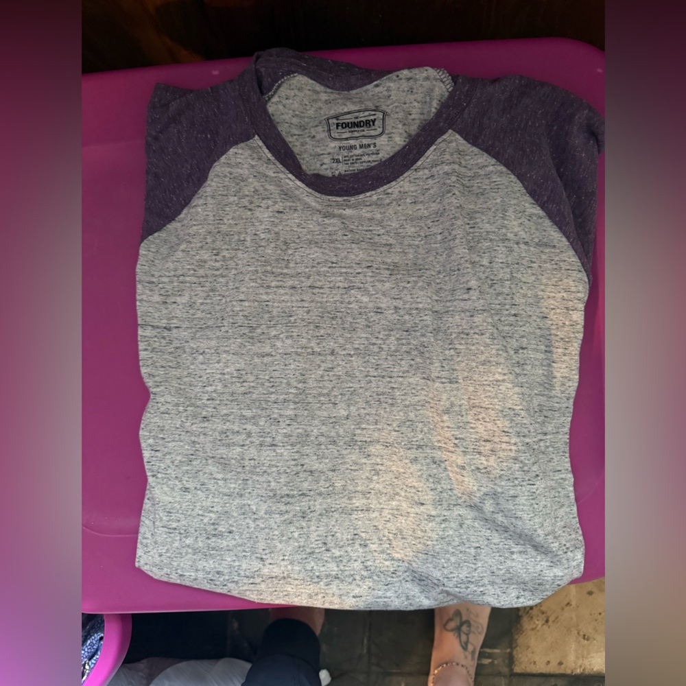 Foundry Heather Gray and Violet Tee men’s